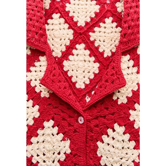 Zara CROCHET KNIT POLO - Picture 5 of 11